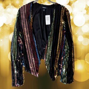 TORRID 2X Rainbow Sequin Open Front Jacket - Holiday Party & NYE Sparkle